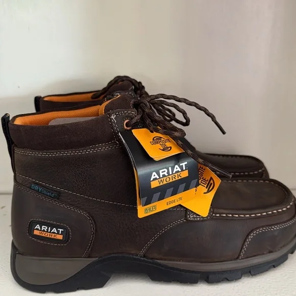 NWT Men’s Ariat Brown Edge LTE Chukka H2O Comp Toe Boots 10D - Picture 2 of 7